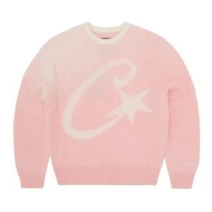 Corteiz C Star Gradient Mohair Knit Sweatshirt Pink