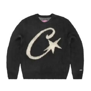 Corteiz C Star Mohair Knit Sweatshirt Black