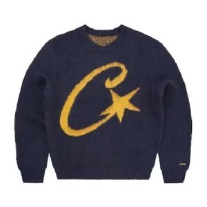 Corteiz C Star Mohair Knit Sweatshirt Navy